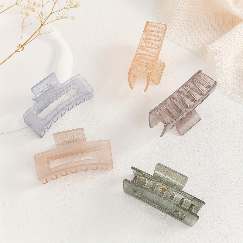5pcs Sparkly Hair Claw Nonslip Ponytail Holder for Women Girls