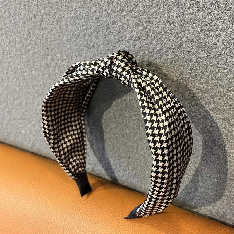 Houndstooth Cross Knot Headband for Women Non-Slip Hair Hoop