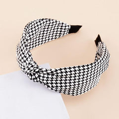 Houndstooth Cross Knot Headband for Women Non-Slip Hair Hoop