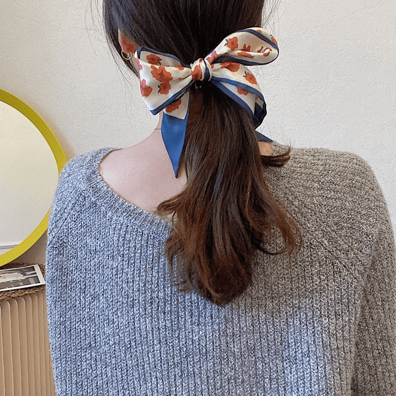 Floral Graphic Pattern Scarf Headband Long Hair Ribbon Bands