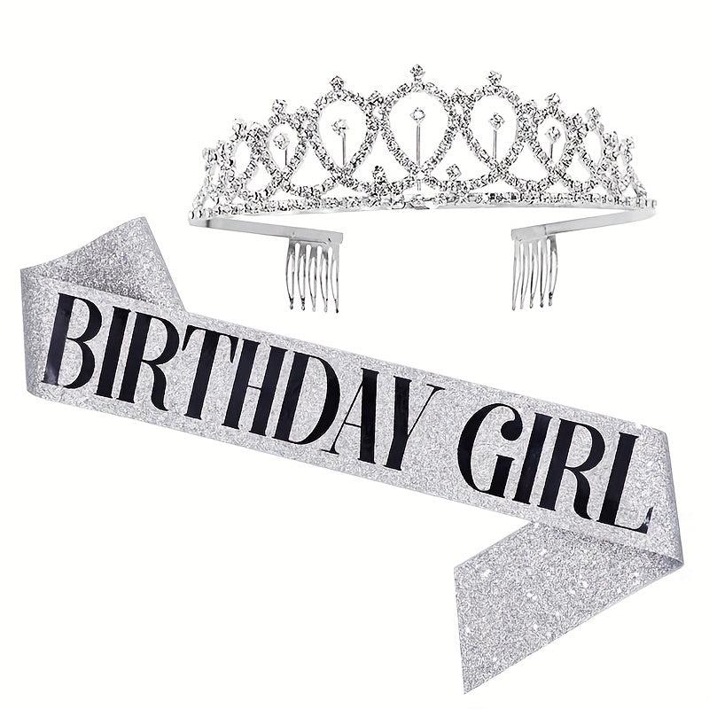 Princess Style Rhinestone Headband and Belt Set for Girls