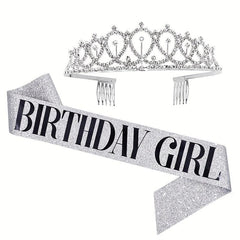 Princess Style Rhinestone Headband and Belt Set for Girls