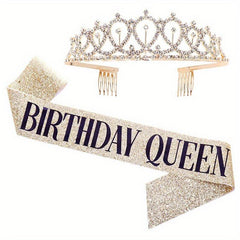 Princess Style Rhinestone Headband and Belt Set for Girls