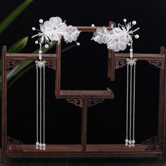 Flower & Tassel Hair Pin Rhinestone Clip Decorative Headwear