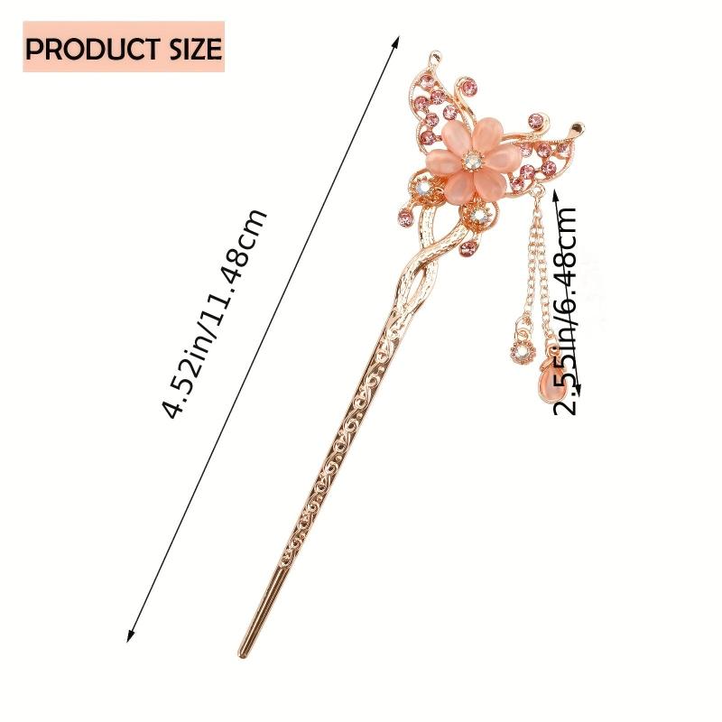 Chinese Style Flower Hair Stick Faux Pearl Tassel Hair Fork Hair Pin
