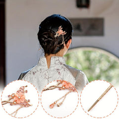 Chinese Style Flower Hair Stick Faux Pearl Tassel Hair Fork Hair Pin