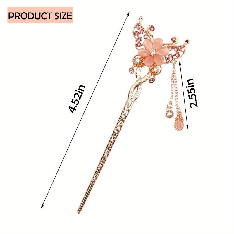 Chinese Style Flower Hair Stick Faux Pearl Tassel Hair Fork Hair Pin