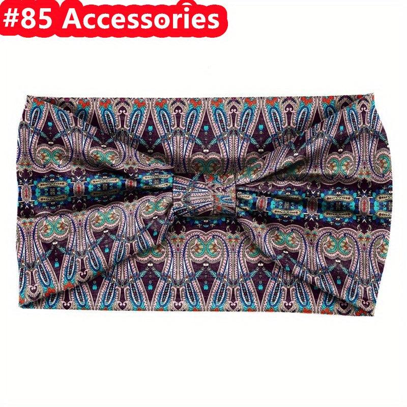 Boho Style Pattern Print Headband Elastic Bandana Yoga Fitness Sports Sweatband