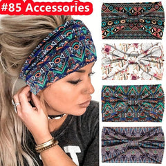 Boho Style Pattern Print Headband Elastic Bandana Yoga Fitness Sports Sweatband