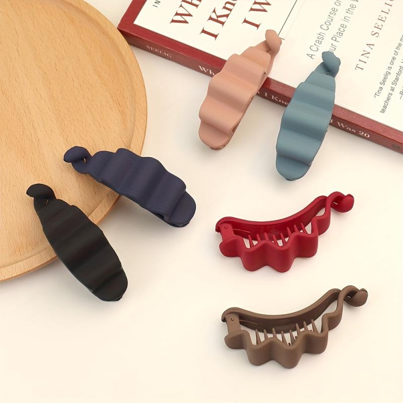 6pcs Frosted Wavy Hair Claw Twist Clip Hair Accessories For Women Girls
