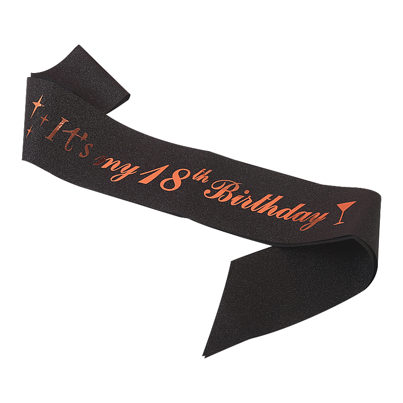 18th Birthday Crown And Sash Set Rhinestone Tiara Glitter Fabric Ribbon