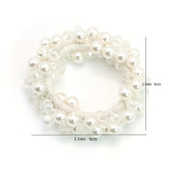 Faux Pearl Hair Tie Crystal Elastic Hair Rope Hair Ring Women's Hair Accessories