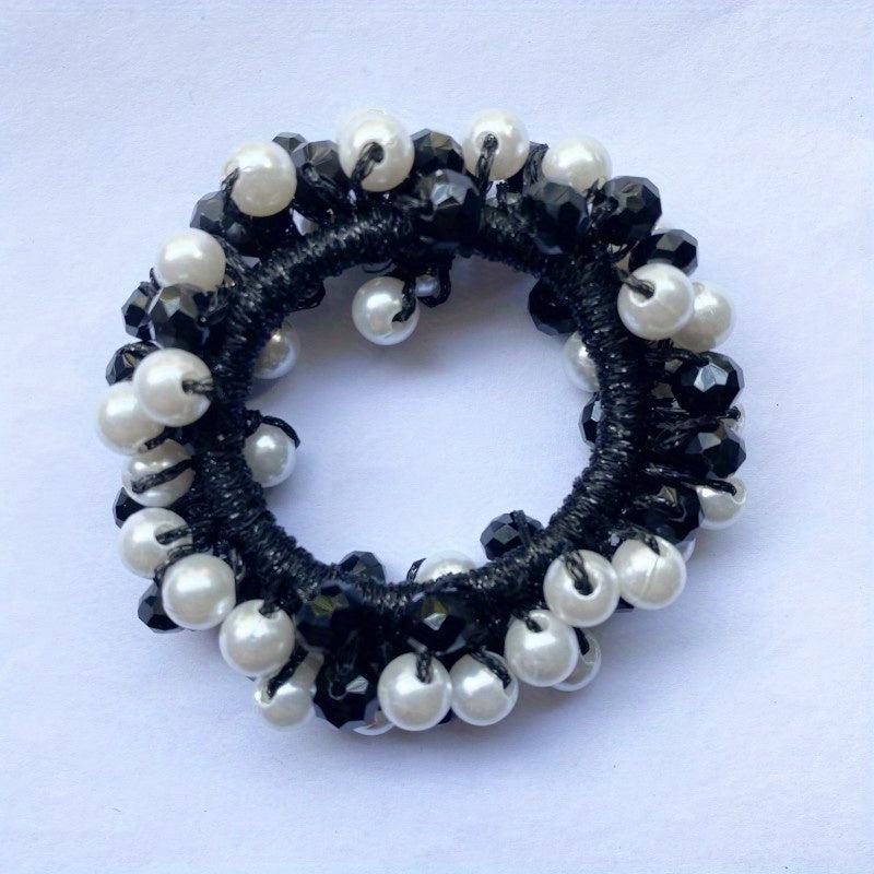 Faux Pearl Hair Tie Crystal Elastic Hair Rope Hair Ring Women's Hair Accessories