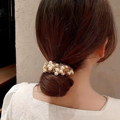 Faux Pearl Hair Tie Crystal Elastic Hair Rope Hair Ring Women's Hair Accessories