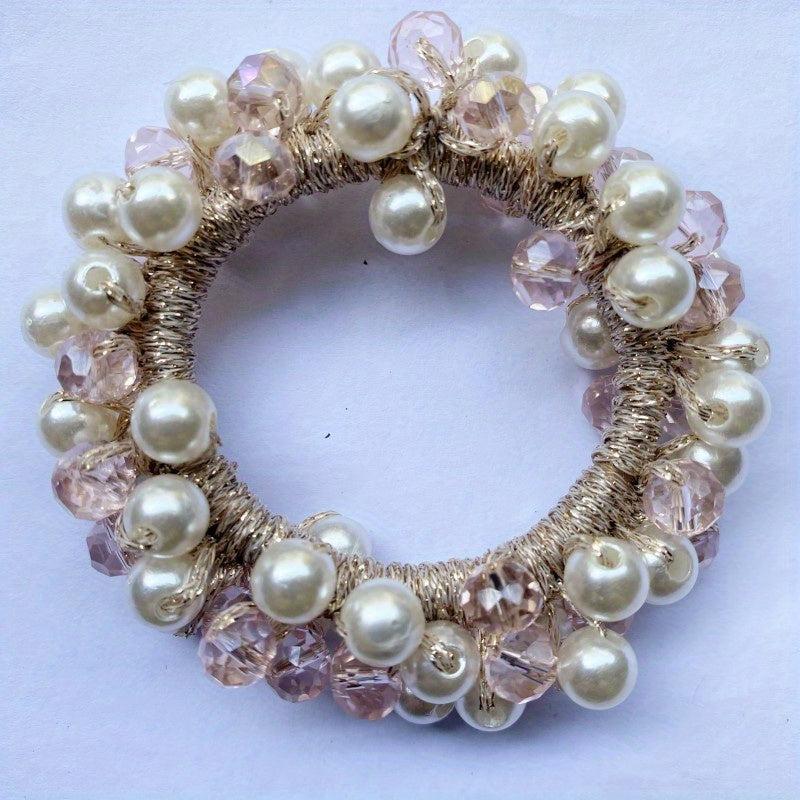 Faux Pearl Hair Tie Crystal Elastic Hair Rope Hair Ring Women's Hair Accessories