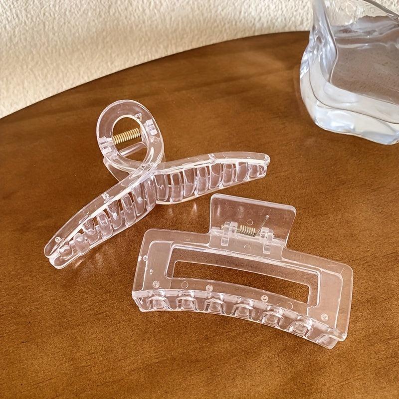 3pcs Transparent Hair Claw Nonslip Ponytail Holder Shark Hair Claw