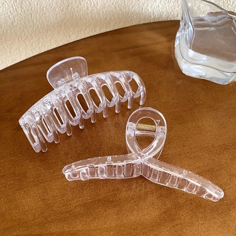 3pcs Transparent Hair Claw Nonslip Ponytail Holder Shark Hair Claw