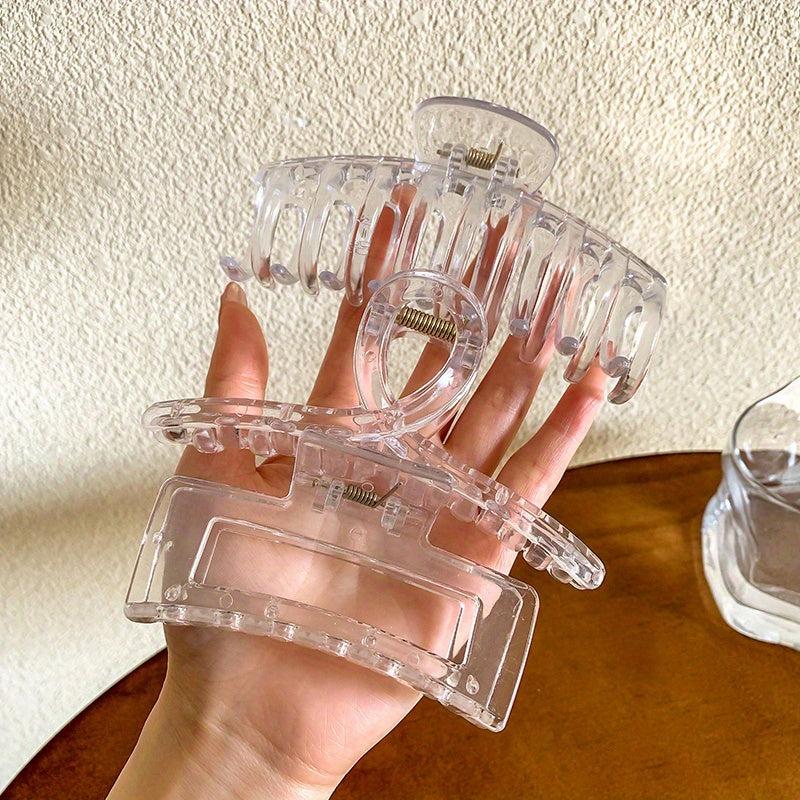 3pcs Transparent Hair Claw Nonslip Ponytail Holder Shark Hair Claw