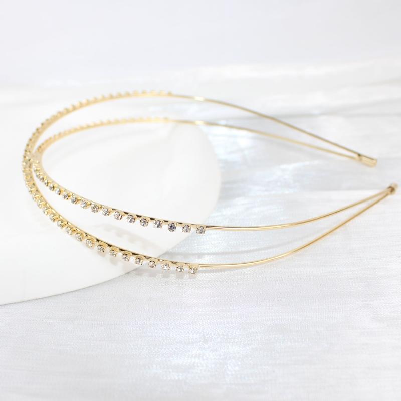 Crossed Rhinestone Headband Skinny Headdress Hair Band for Wedding