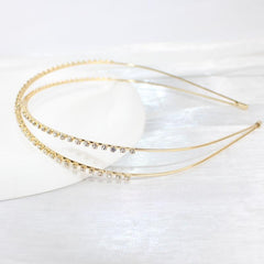Crossed Rhinestone Headband Skinny Headdress Hair Band for Wedding