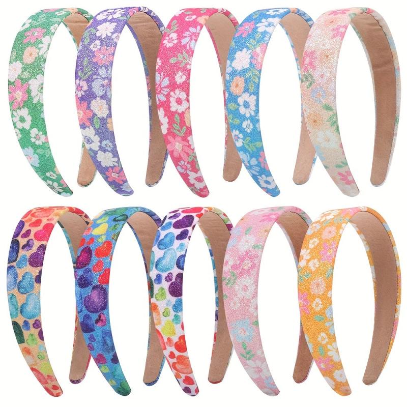Y2K Glitter Flower Heart Print Headband Sweet Hair Accessory