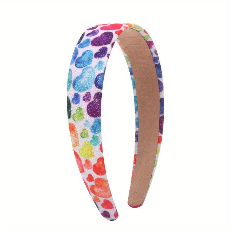 Y2K Glitter Flower Heart Print Headband Sweet Hair Accessory