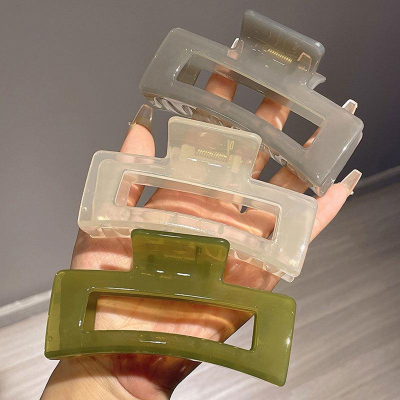 Clear Plastic Rectangle Hair Claw Clip Strong Grip Hair Jaw Clip