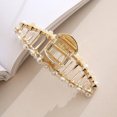 Large Hair Claw Faux Pearl Flower Ponytail Holder Hair Accessories