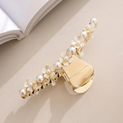 Large Hair Claw Faux Pearl Flower Ponytail Holder Hair Accessories