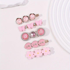 5pcs Sweet Pink Flower Hair Clip for Women Girls