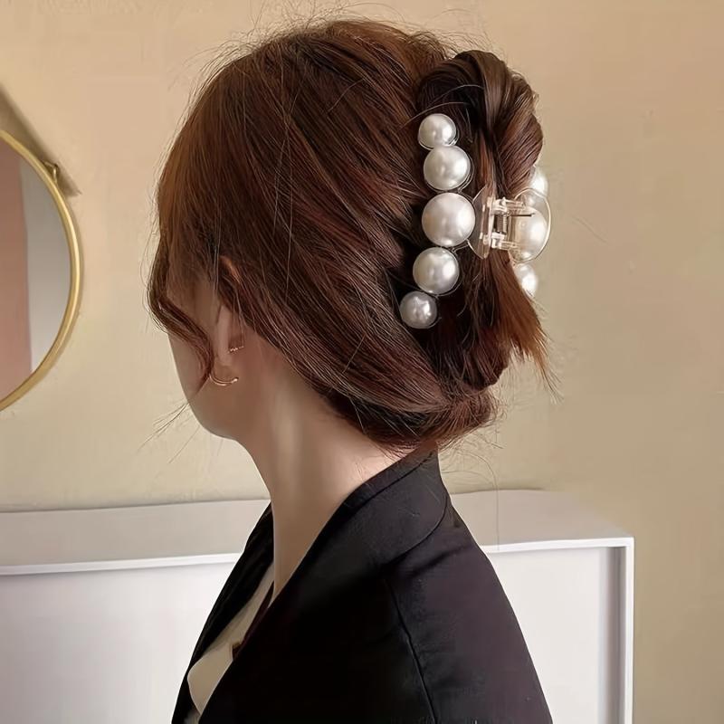 Faux Pearl Hair Claw Large Shark Claw Head Jewelry