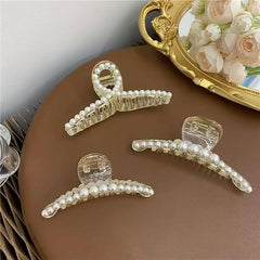 Faux Pearl Hair Claw Large Shark Claw Head Jewelry