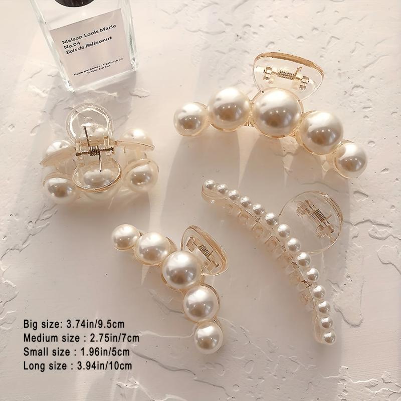 Faux Pearl Hair Claw Large Shark Claw Head Jewelry
