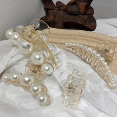 Faux Pearl Hair Claw Large Shark Claw Head Jewelry