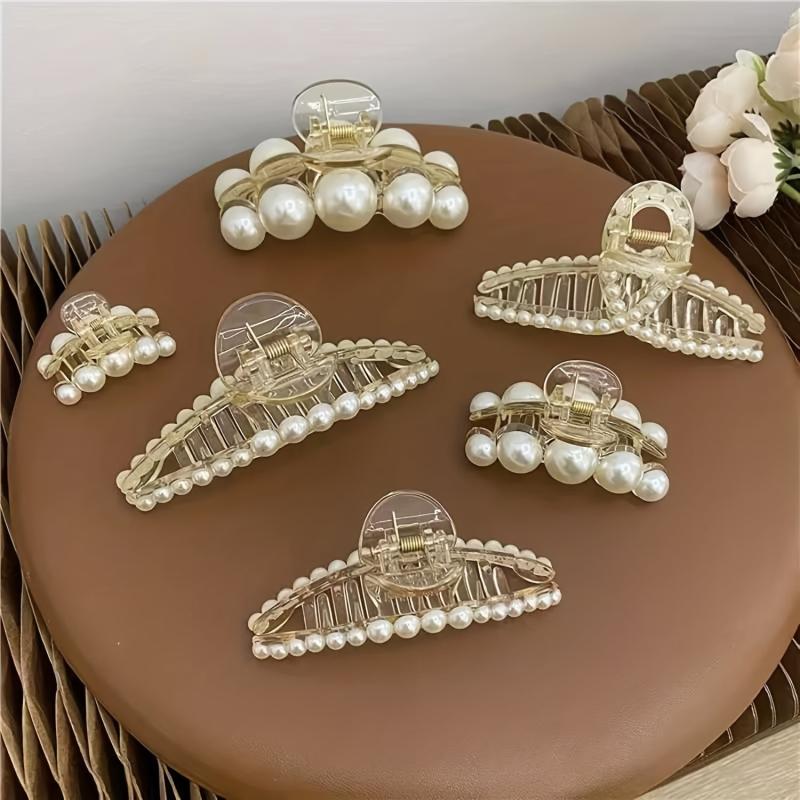 Faux Pearl Hair Claw Large Shark Claw Head Jewelry