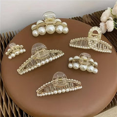 Faux Pearl Hair Claw Large Shark Claw Head Jewelry