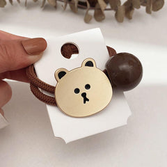 Cartoon Bear Hair Tie With Bead Rabbit Elastic Ponytail Holder