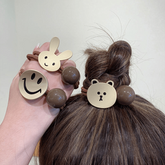 Cartoon Bear Hair Tie With Bead Rabbit Elastic Ponytail Holder