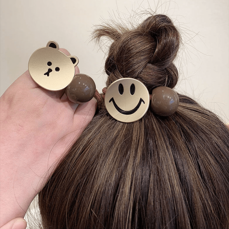 Cartoon Bear Hair Tie With Bead Rabbit Elastic Ponytail Holder