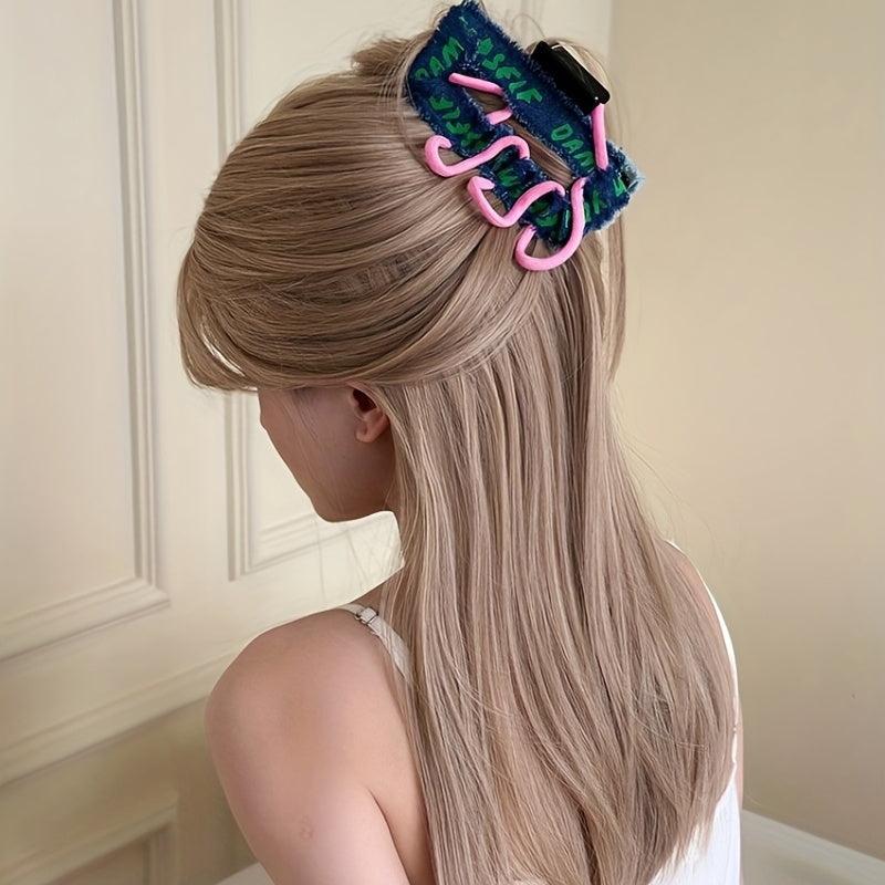 Denim Hair Claw With Pink Rope Y2K Hair Claw