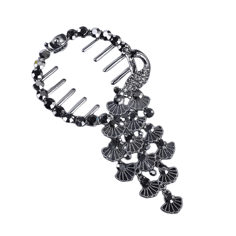 Peacock Rhinestone Crystal Double Side Hair Clip Ladies Hair Accessories