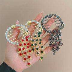 Peacock Rhinestone Crystal Double Side Hair Clip Ladies Hair Accessories