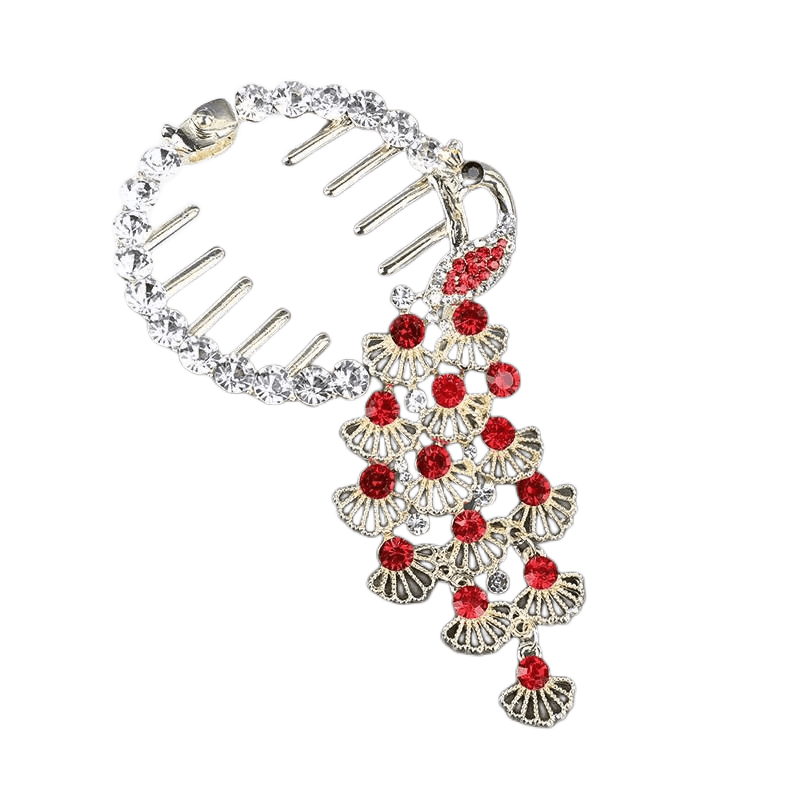 Peacock Rhinestone Crystal Double Side Hair Clip Ladies Hair Accessories