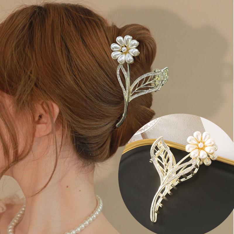 Faux Pearl Flower Rhinestone Hair Claw Hair Clip Hair Accessories