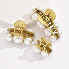Geometric Faux Pearl Hair Claw for Women