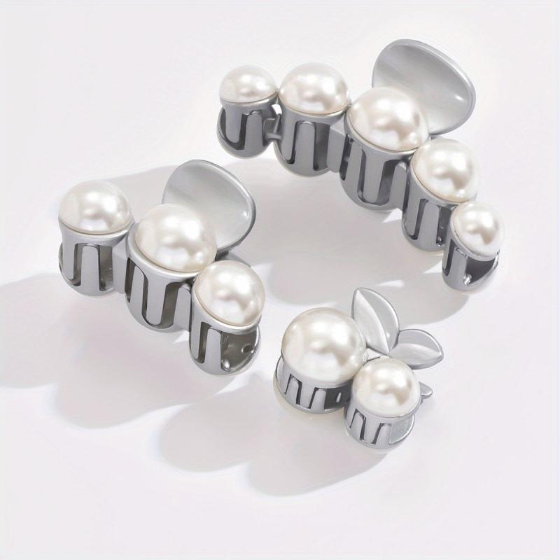 Geometric Faux Pearl Hair Claw for Women