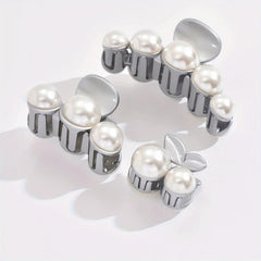 Geometric Faux Pearl Hair Claw for Women