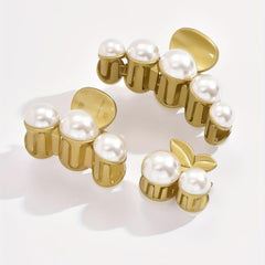 Geometric Faux Pearl Hair Claw for Women