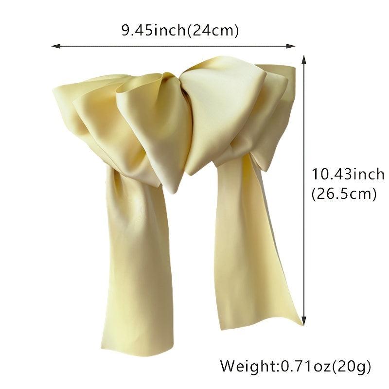 Satin Big Hair Bow Bridal Bow French Barrette Long Tail