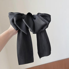 Satin Big Hair Bow Bridal Bow French Barrette Long Tail